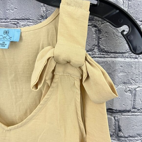 Cece Bow tie Tank in Beige Tan V-neck Size XS - Picture 2 of 6